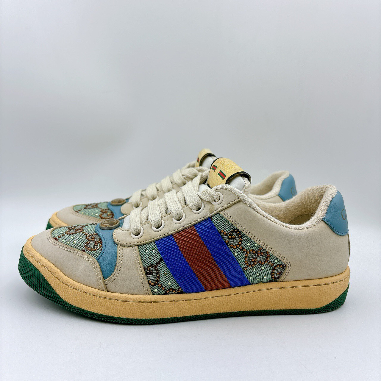 95新 GUCCI/古驰 35码/蓝水晶 脏脏鞋板鞋/BM00783