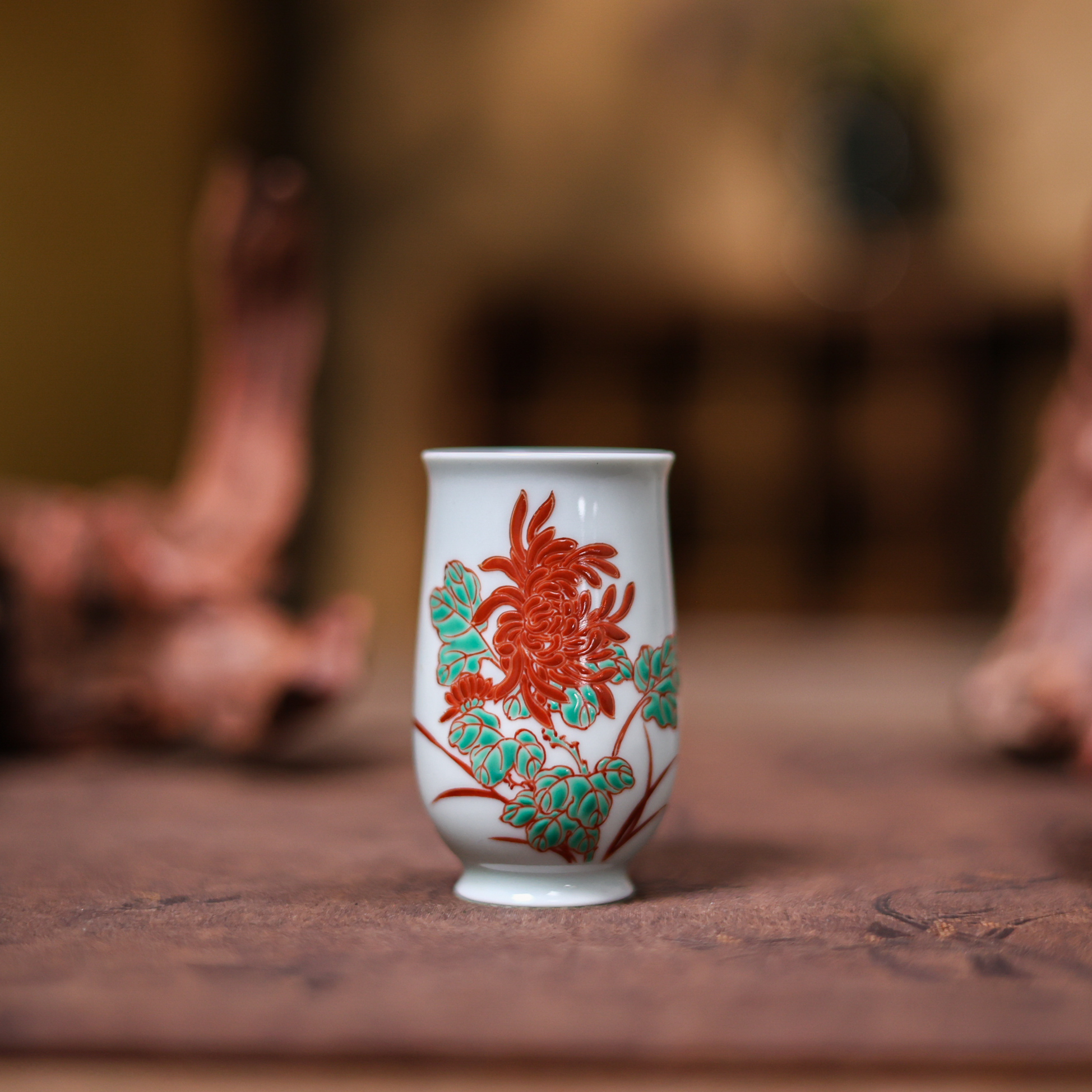 【好物】红绿彩菊花闻香杯（余毅）（HLC-B-033）