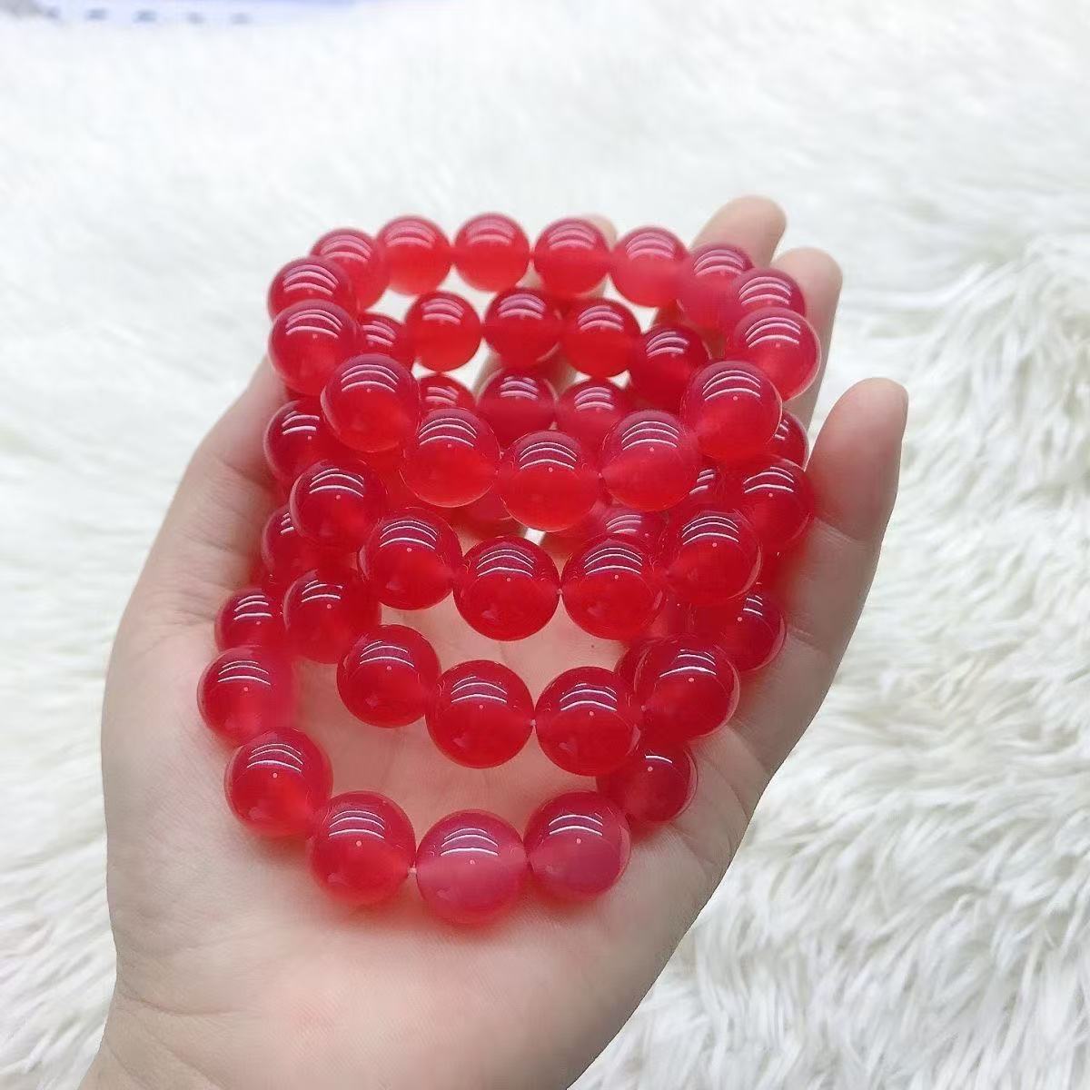  女人节礼品时尚百搭冰透气质会变色手镯女款红色