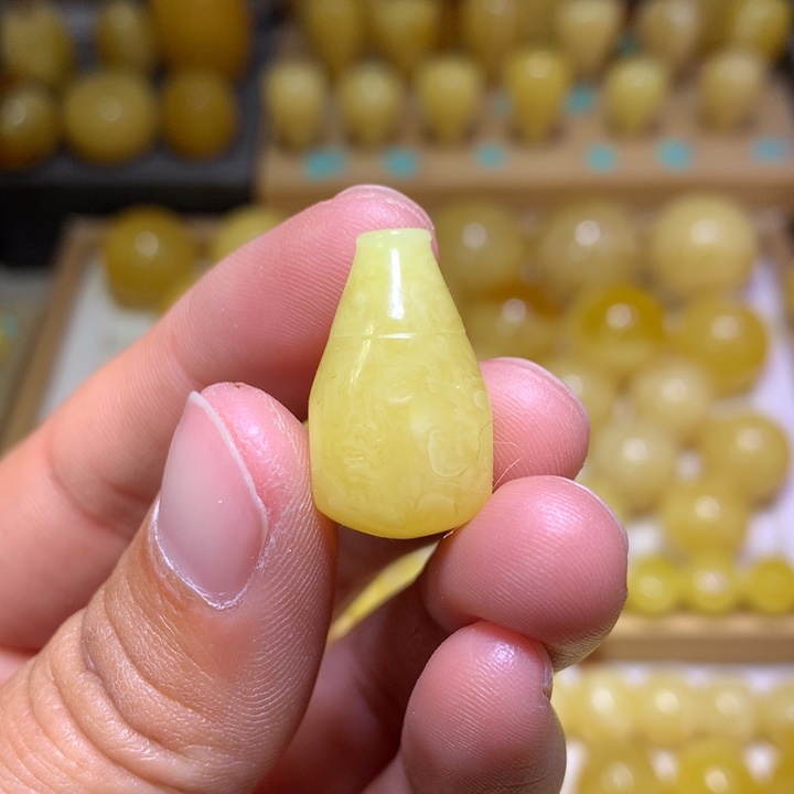 蜜蜡裸石未镶嵌天然俄料白花蜜蜡三通13.3