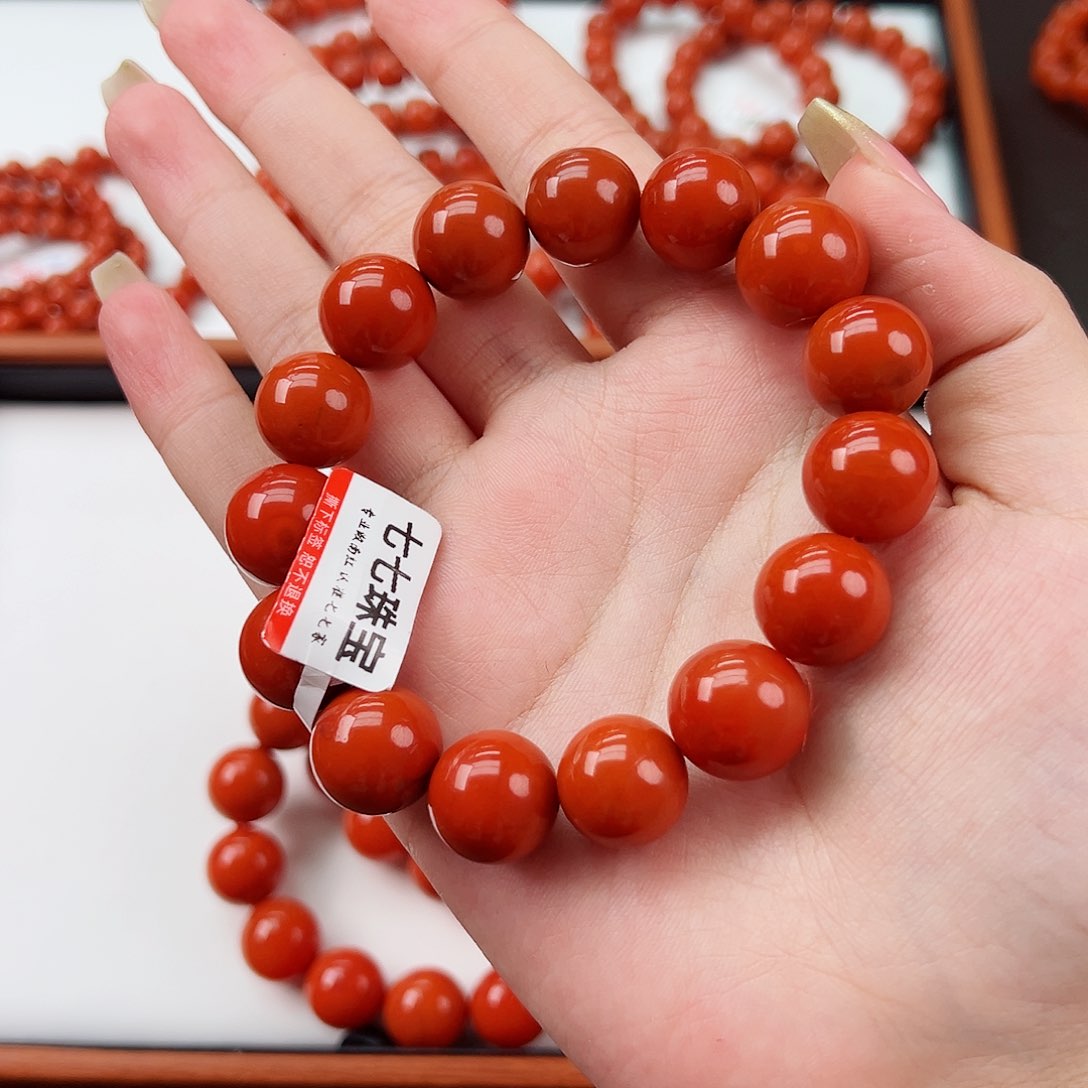 南红玛瑙瓦西手串14未镶嵌