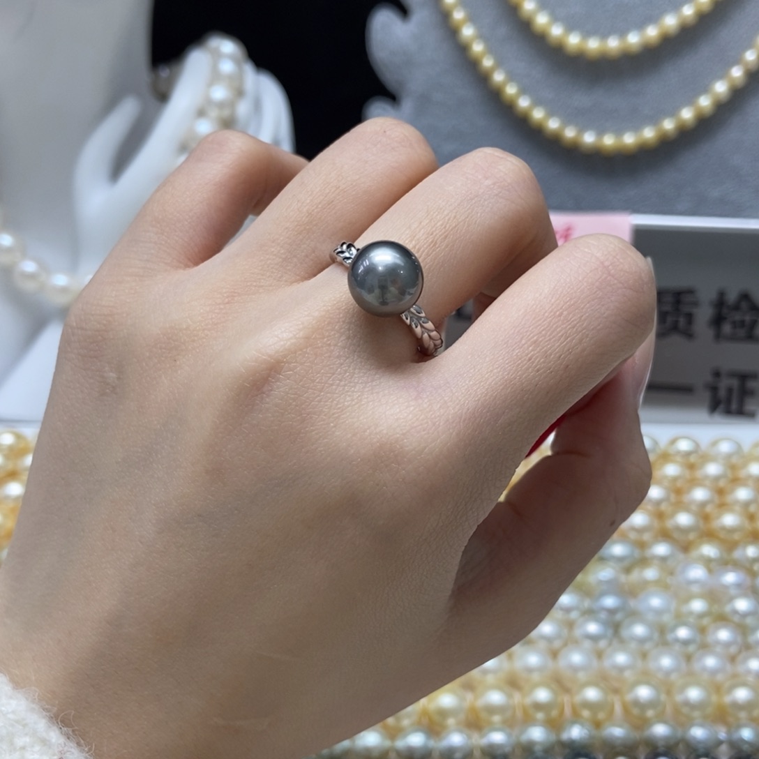 海水珍珠戒圈银S925镶嵌