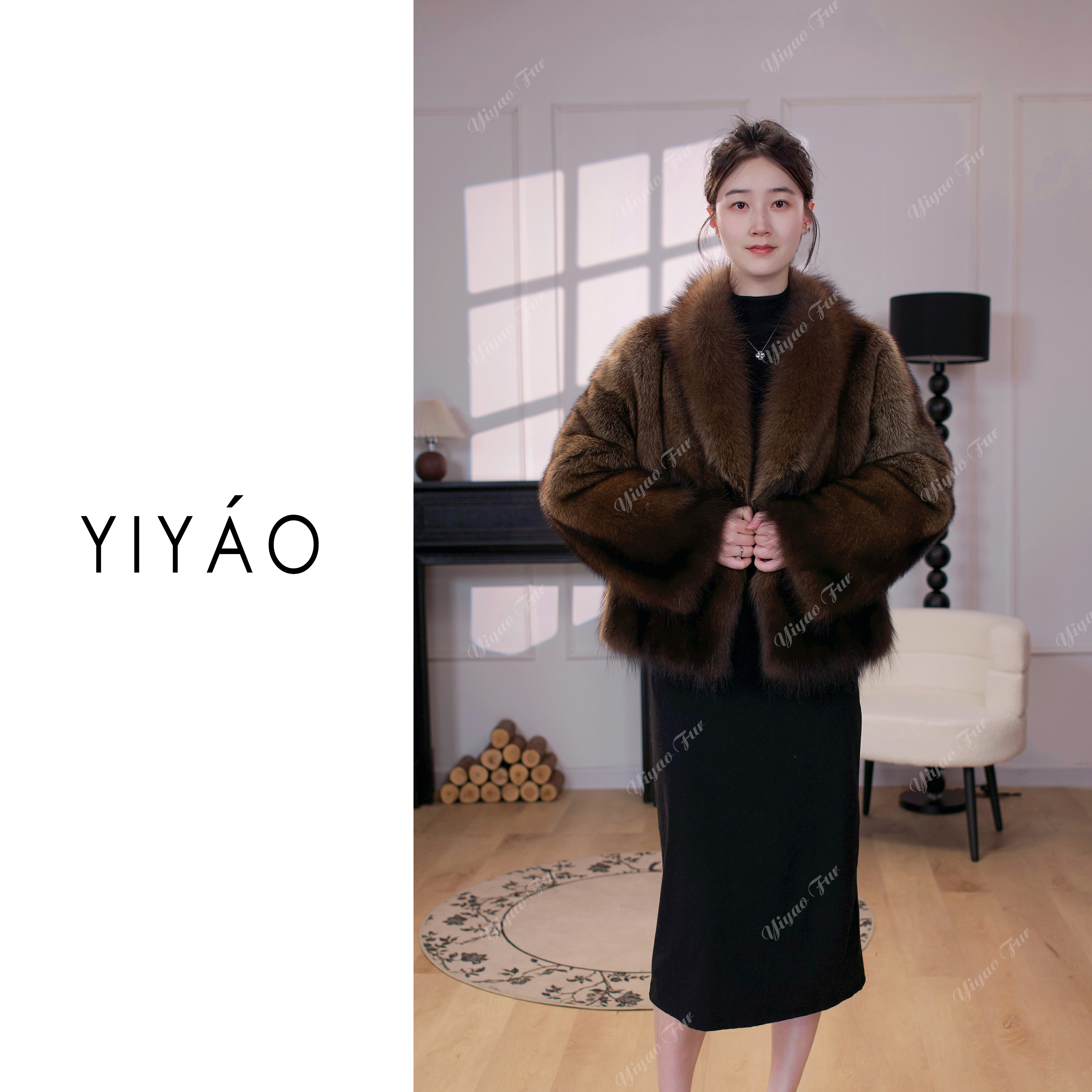 YIYAO | “扶光“芬兰进口貂皮大衣女整貂皇冠2025新款皮草外套短款