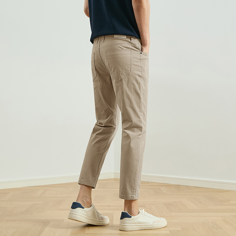 九分裤男 秋季厚款棉质修身休闲裤男士潮流百搭锥形弹力小脚裤子