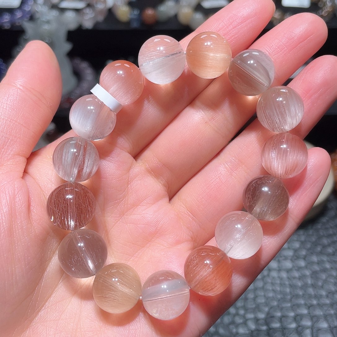 水晶手链未镶嵌兔毛手链，晶体通透