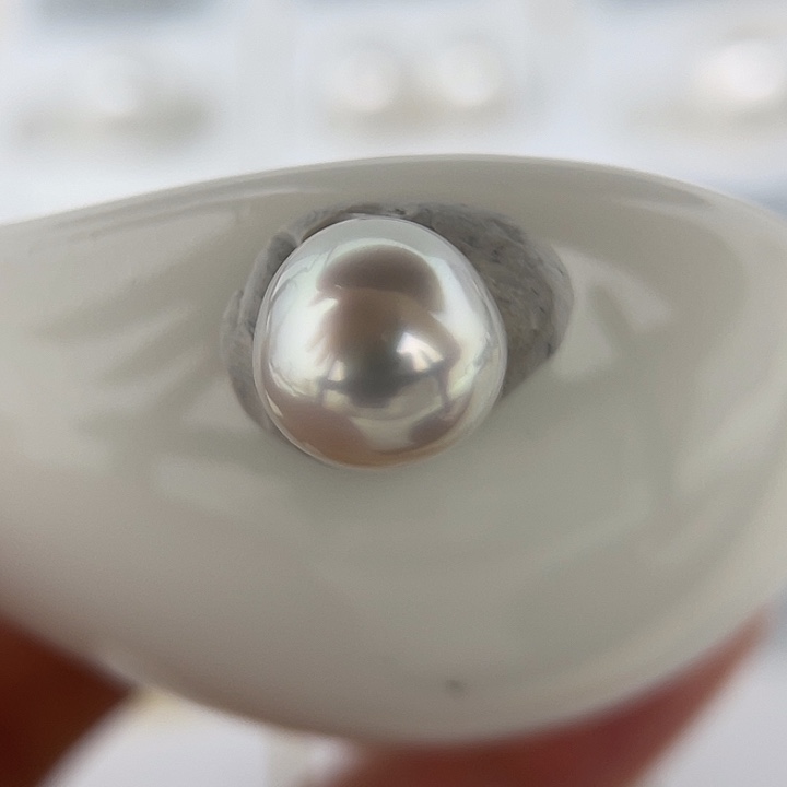 颈饰海水珍珠未镶嵌11-12mm 澳白 冷银 饭团 微瑕H2