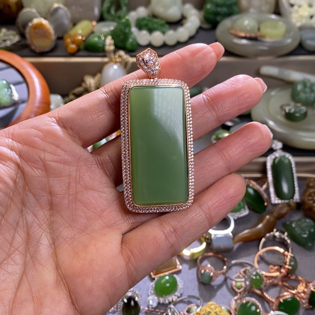 和田玉挂件银S925镶嵌用****4