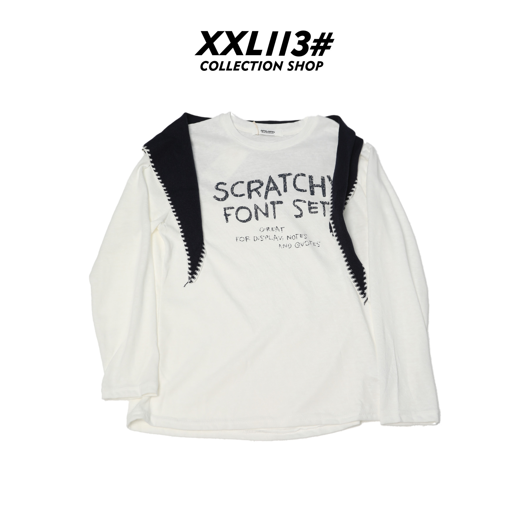 113* CENTRALIZED SHOP长袖速干字母印花显白慵懒风T恤X5F02H6813