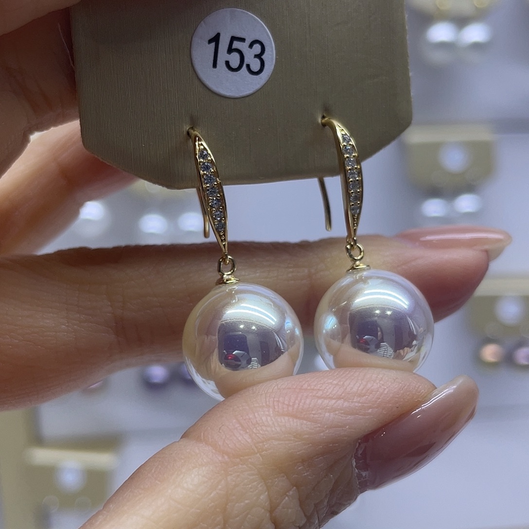 淡水珍珠耳饰银S925镶嵌