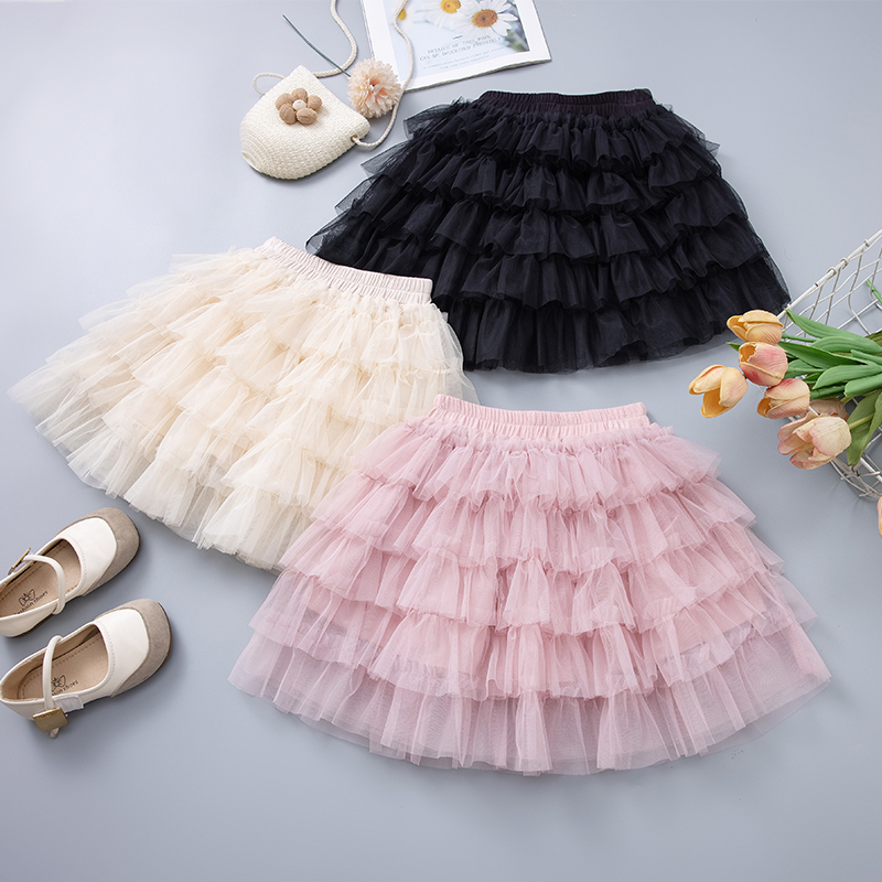 女童半身裙秋冬新款洋气儿童蛋糕裙蓬蓬网纱公主裙防走光短裙春秋