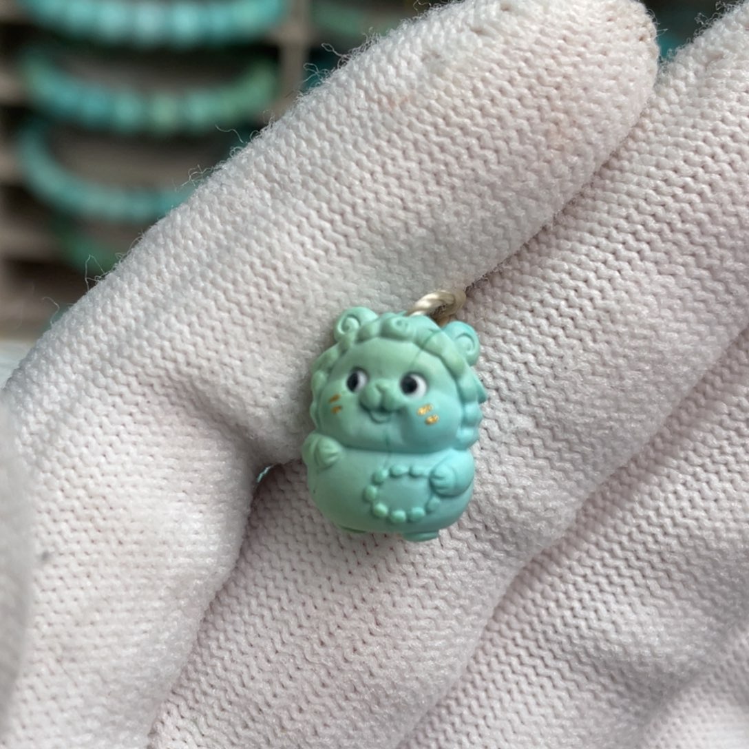 绿松石未镶嵌菜籽黄炫彩盘串小羊23