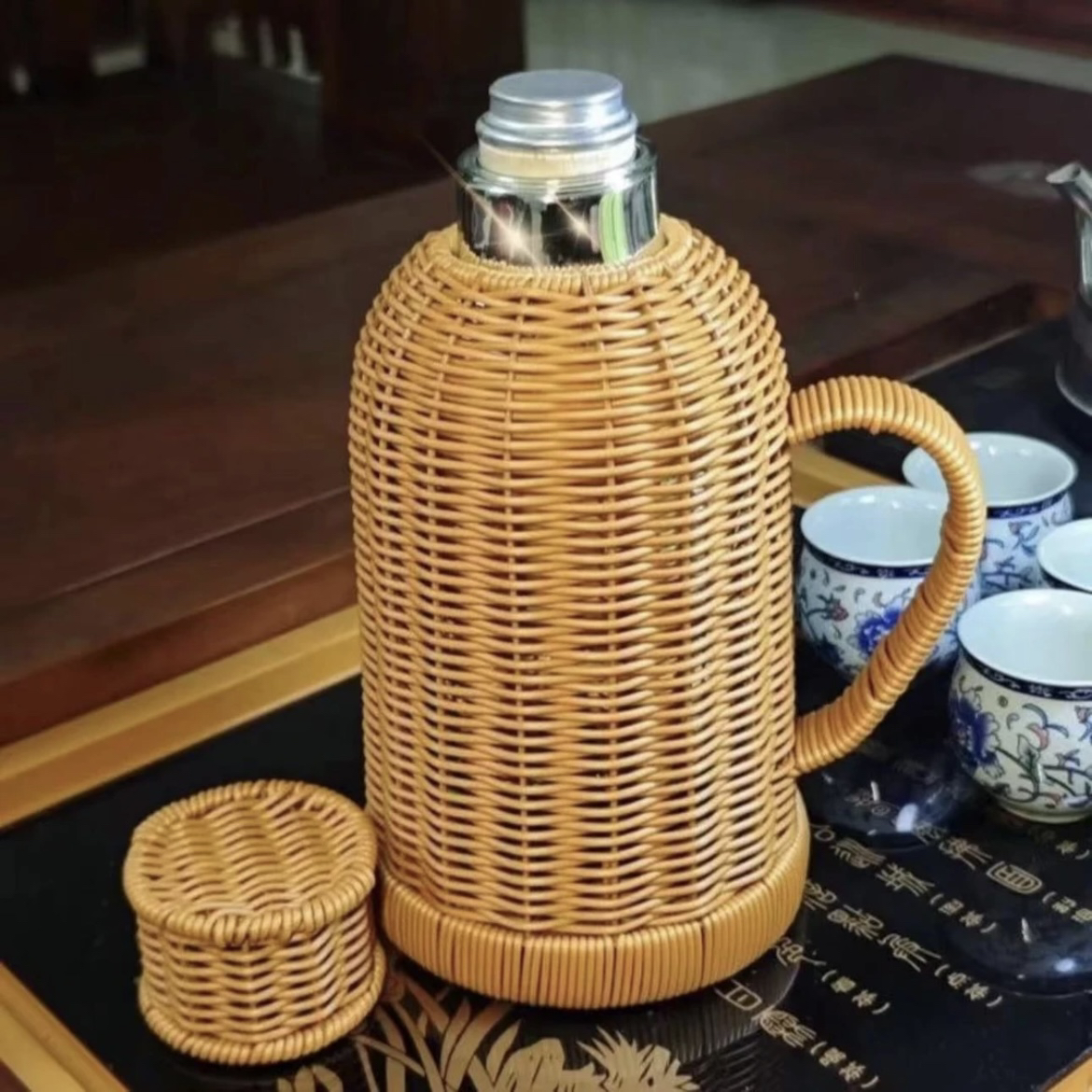 B10手工编织藤编水杯保温热水瓶28*14保温24小时