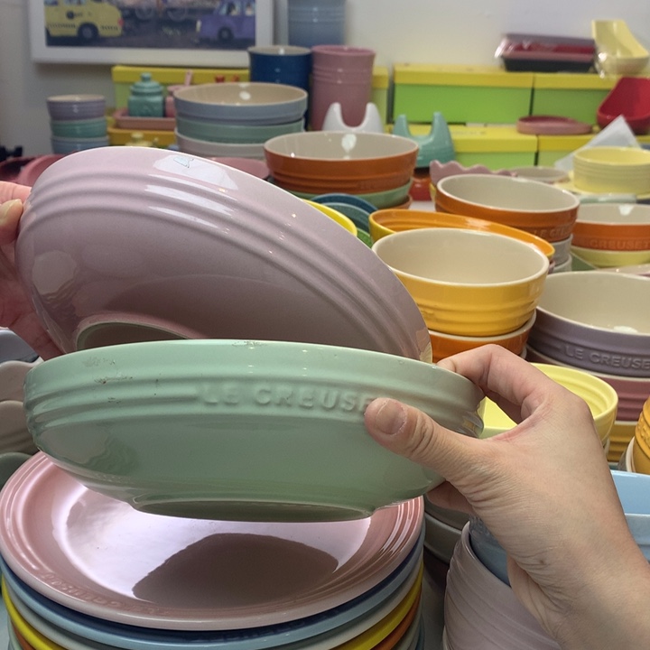 瓷片微瑕8英寸内外釉圆深盘2只