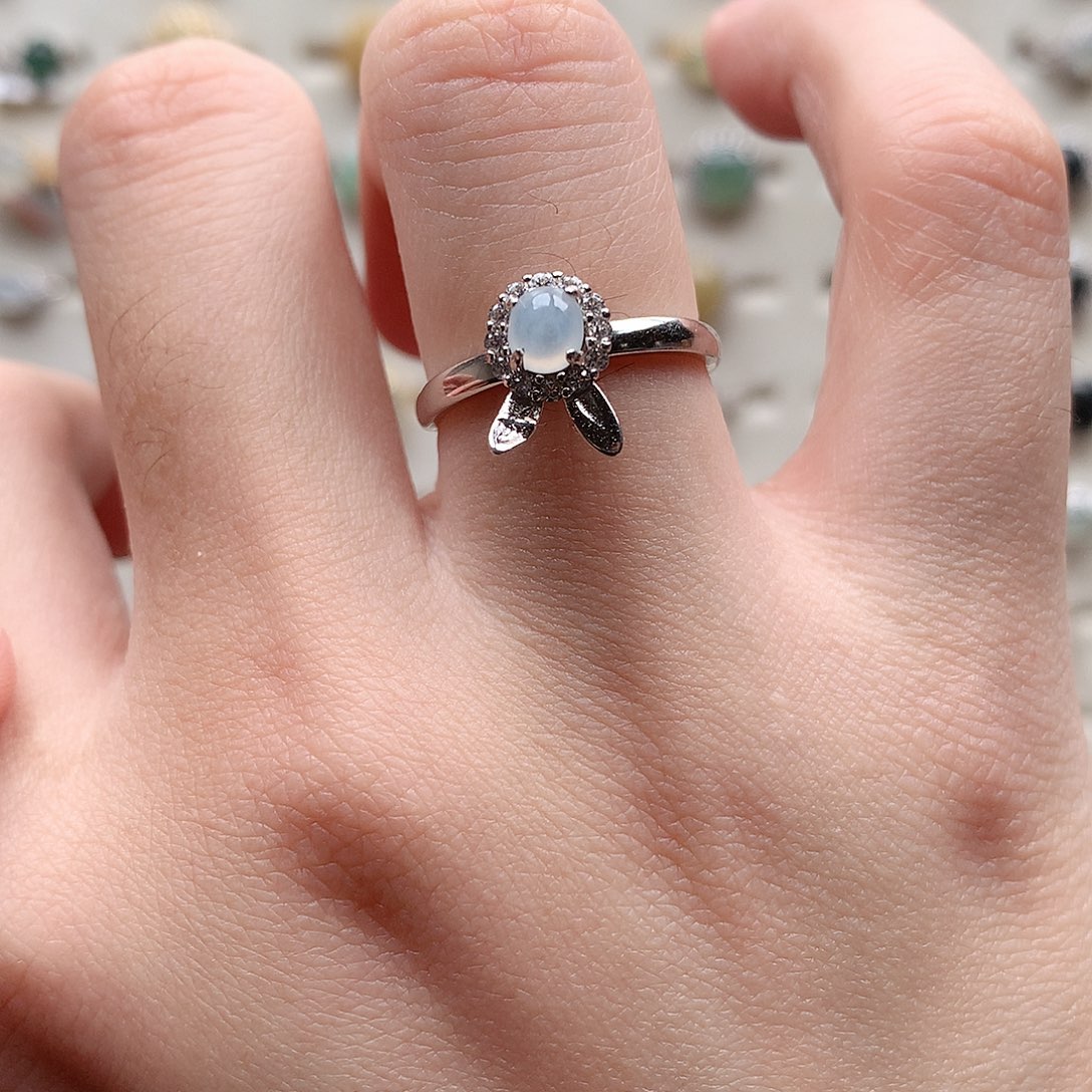 翡翠戒指银S925镶嵌0288