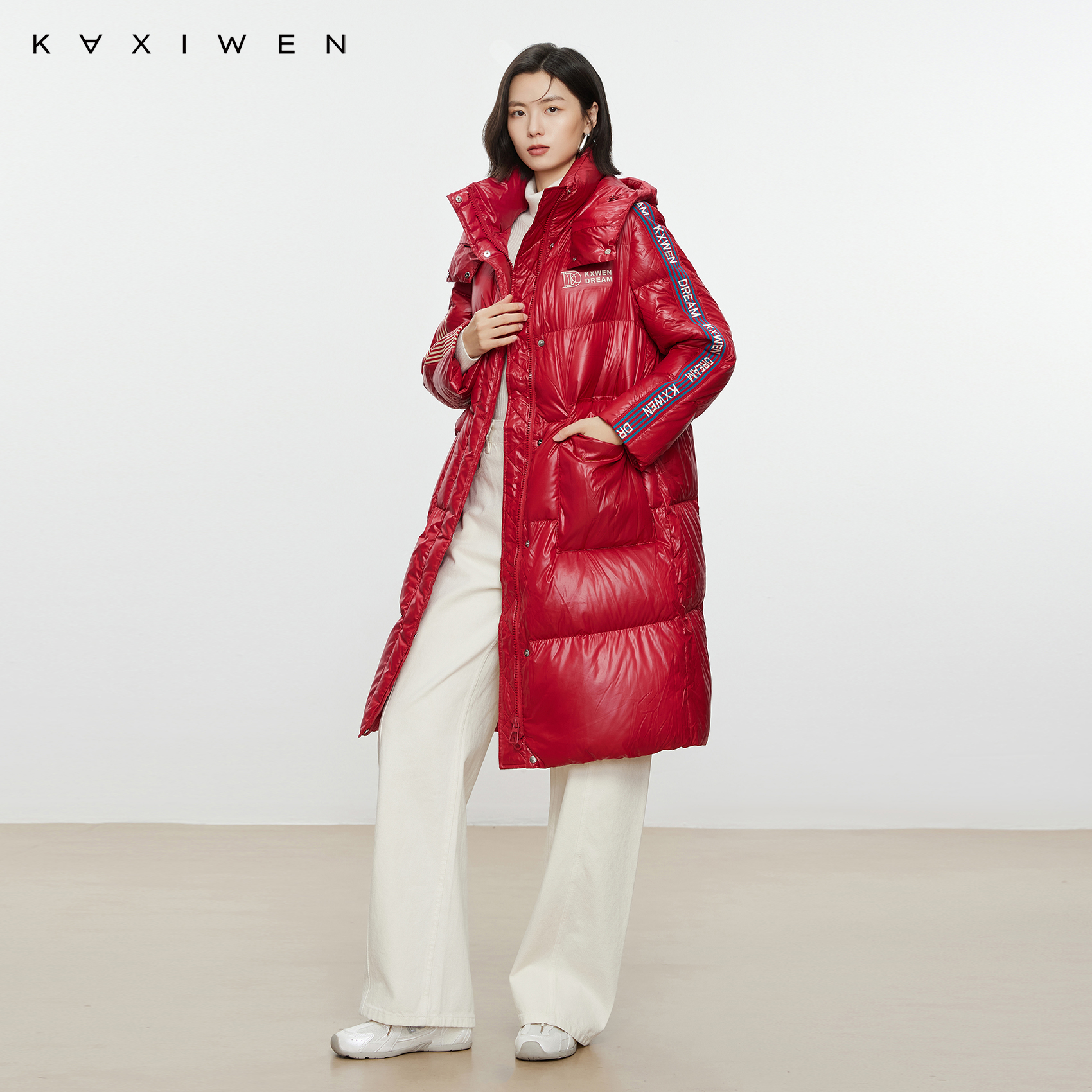 【NOJI&KXW】安可拉红美式织带冬季新款泡芙轻暖外套女X10BYS8763