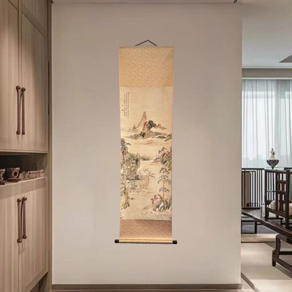 《隔水吟窗图》华嵒国画山水宽45高140卷轴适合客茶室书房装饰字画