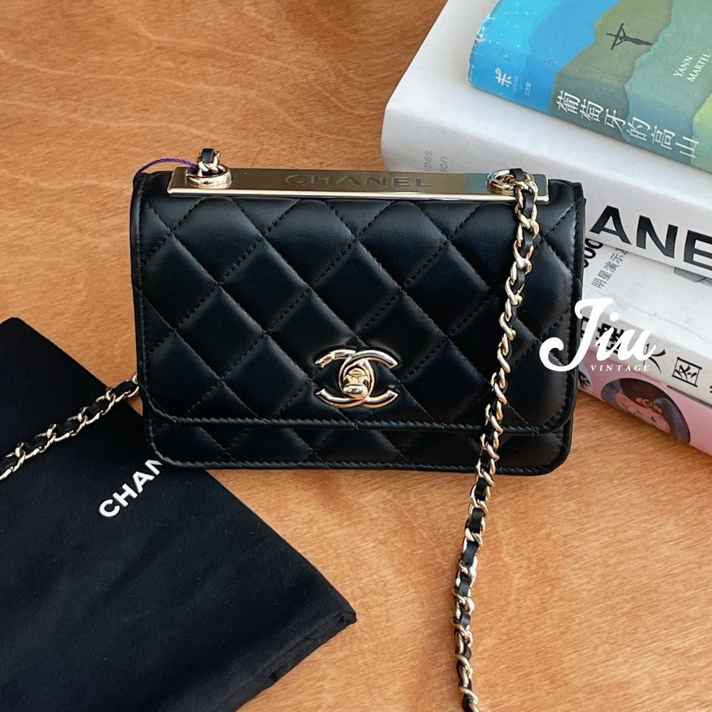 99新 Chanel/香奈儿 黑金羊皮trendycc miniwoc芯片款BJM13-0184