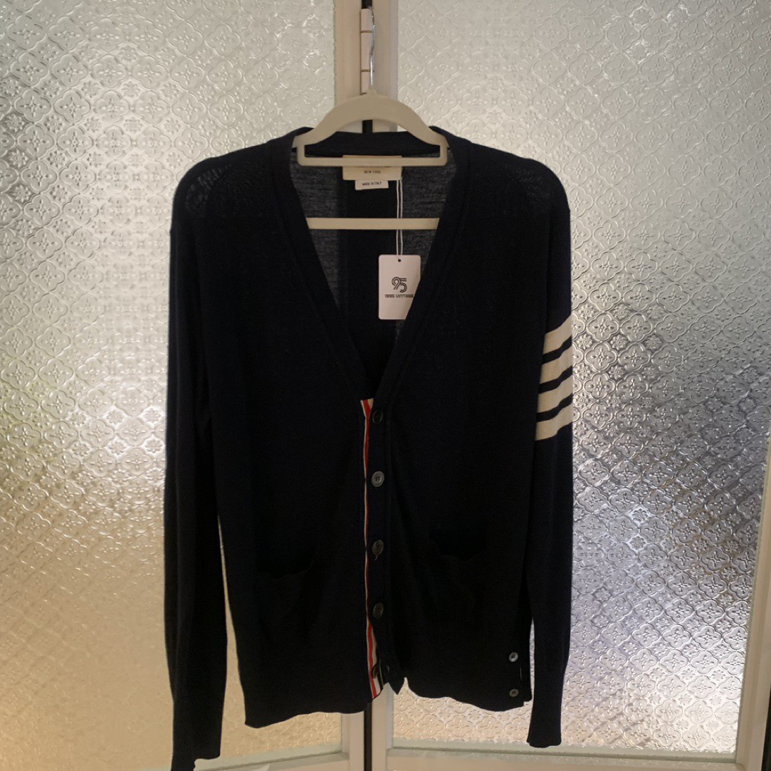 95新 TORY BURCH/汤丽柏琦 藏青色针织开衫（2码）