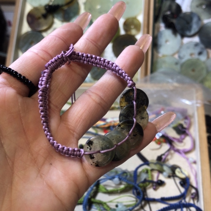 岫玉岫玉五帝钱手链未镶嵌