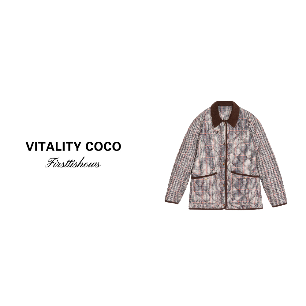 「VITALITY COCO」“老钱风系列”复古格子棉服时尚秋冬外套-709