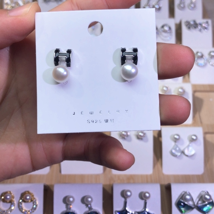 淡水珍珠耳饰银S925镶嵌