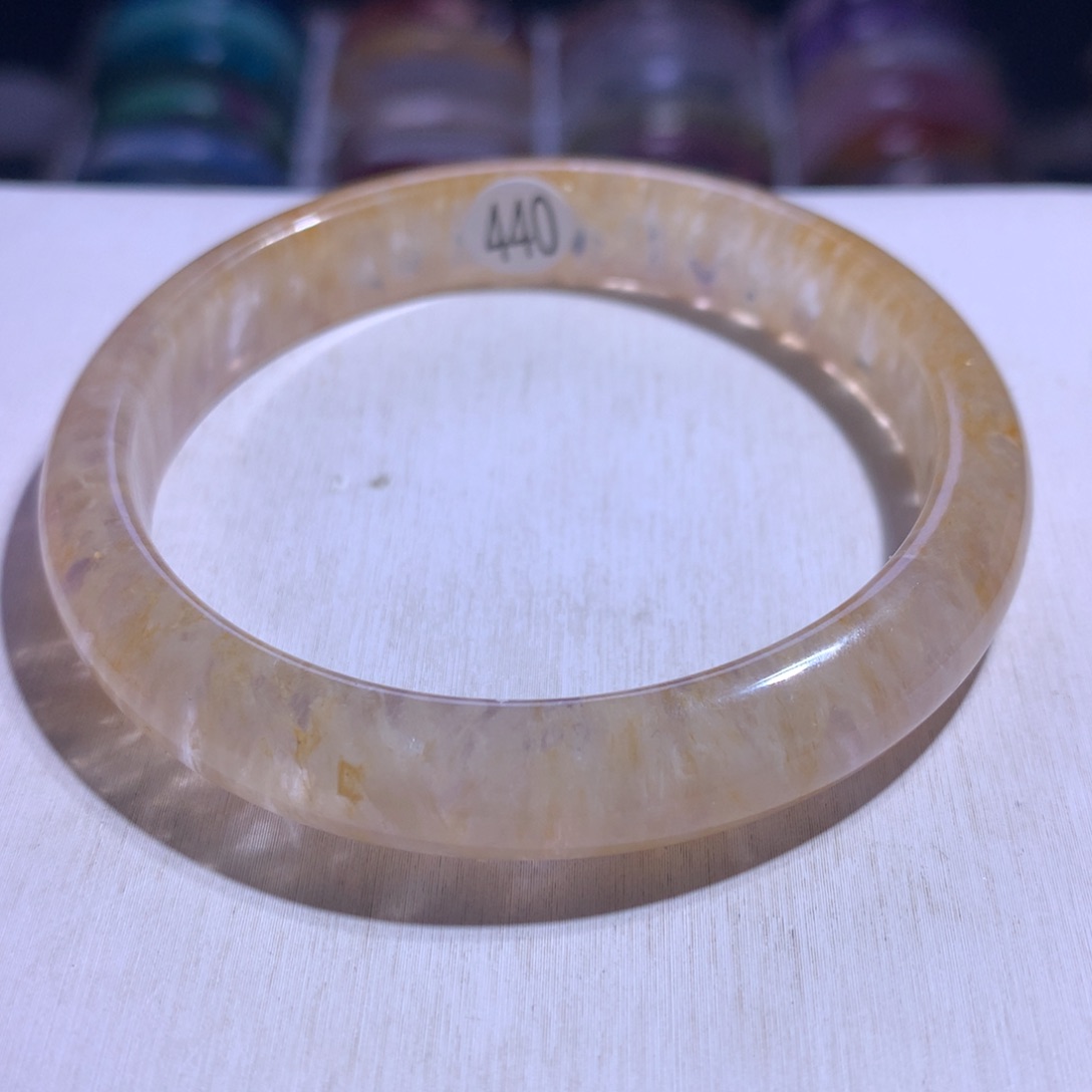 银S925镶嵌水晶手镯蜂蜜奶盖60.4圈440