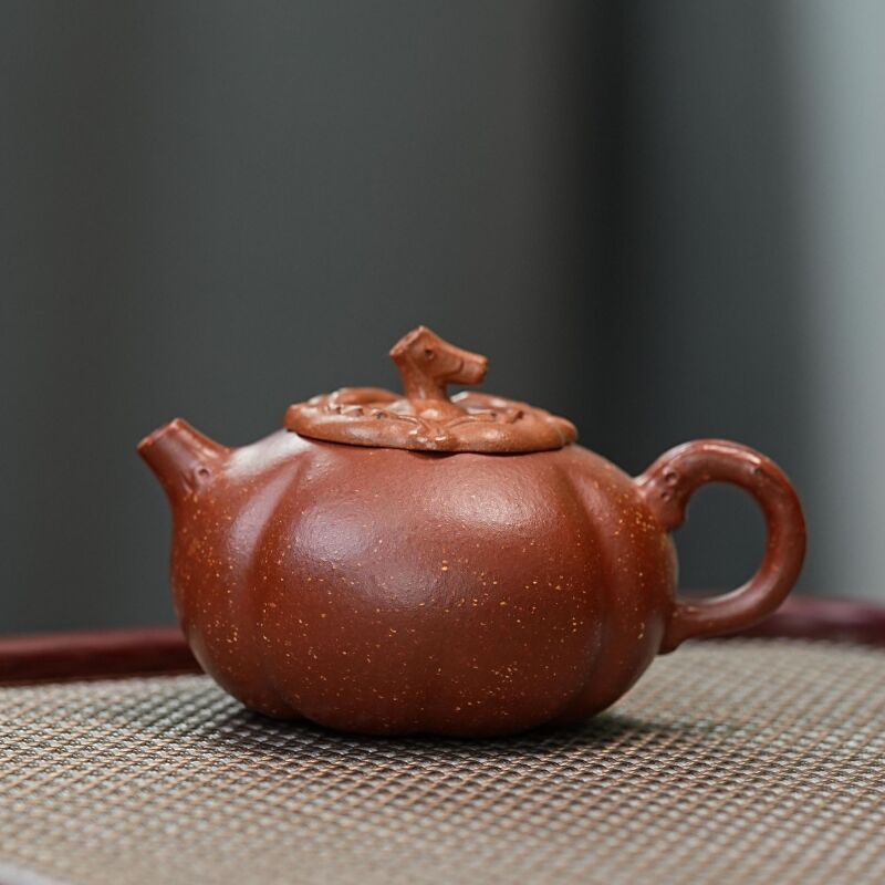 宜兴原矿紫砂壶 原矿红降事事如意壶 双色紫砂壶 全手工制 150C