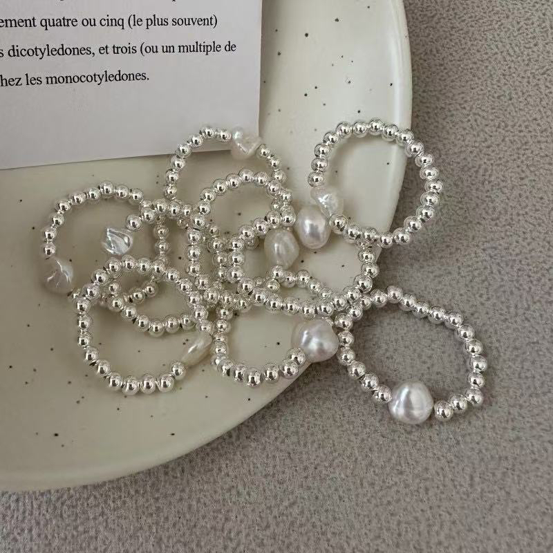 925银银制品 6882银珠巴洛克戒指