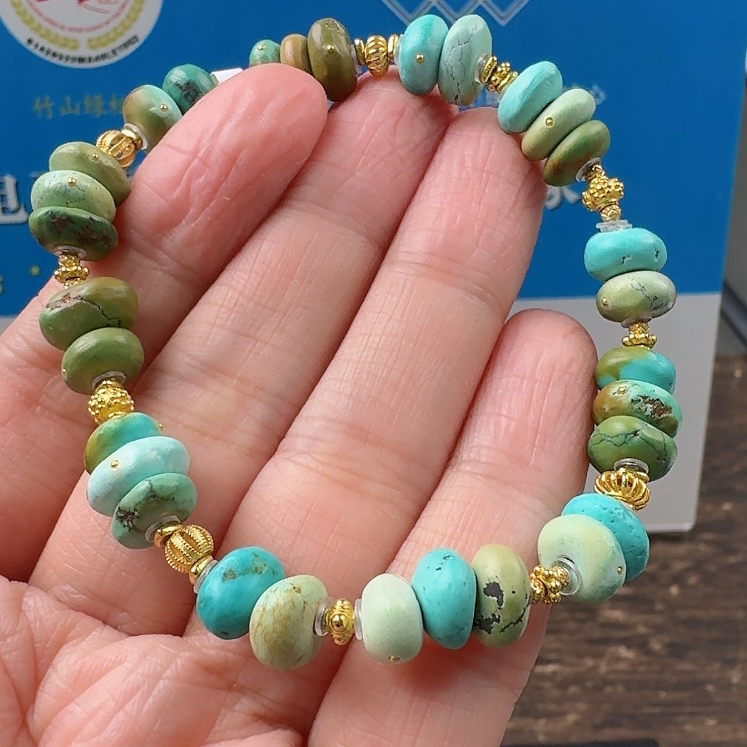 绿松石珠宝奇石18K金镶嵌