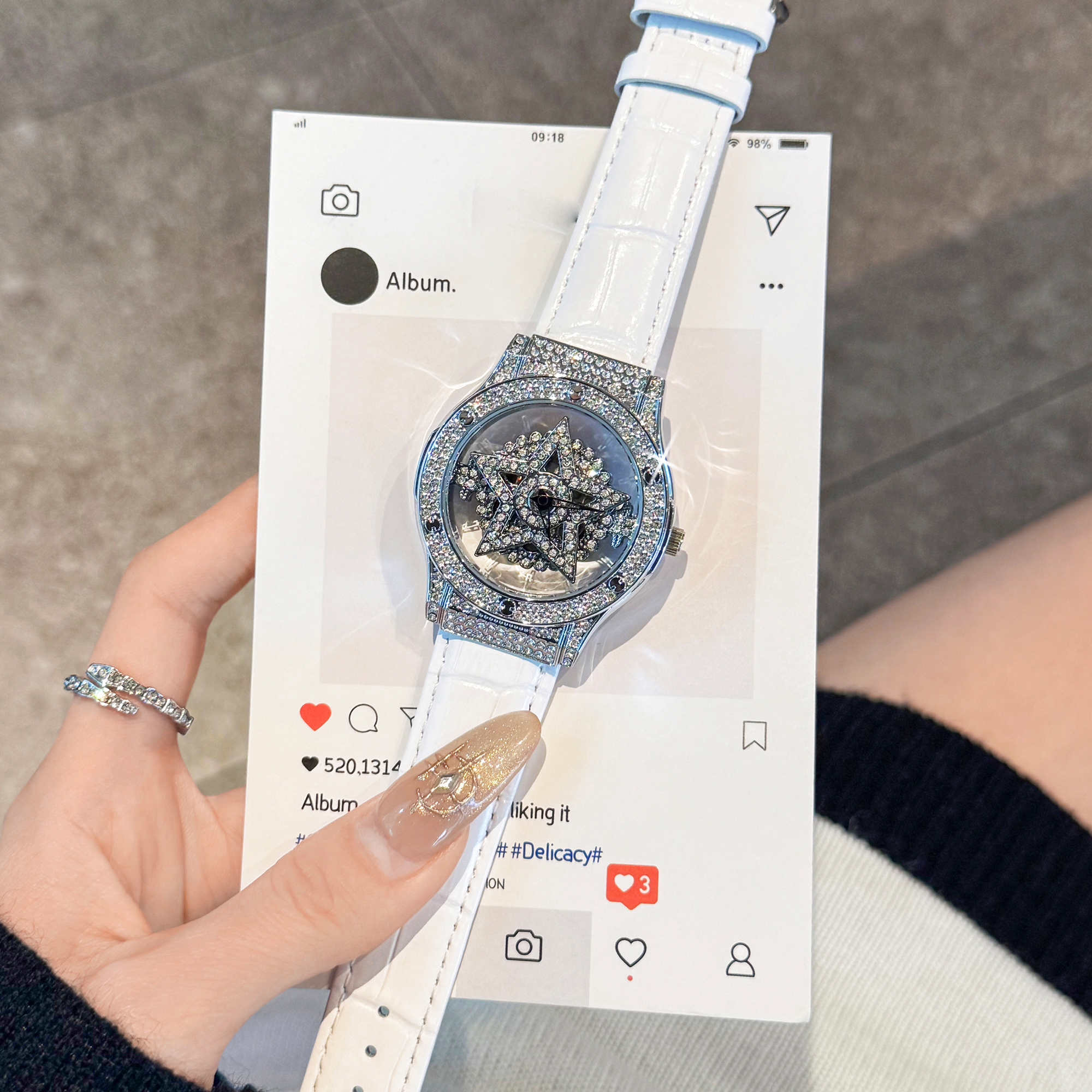 时来运转手表镶钻轻奢高级满钻奢华女表