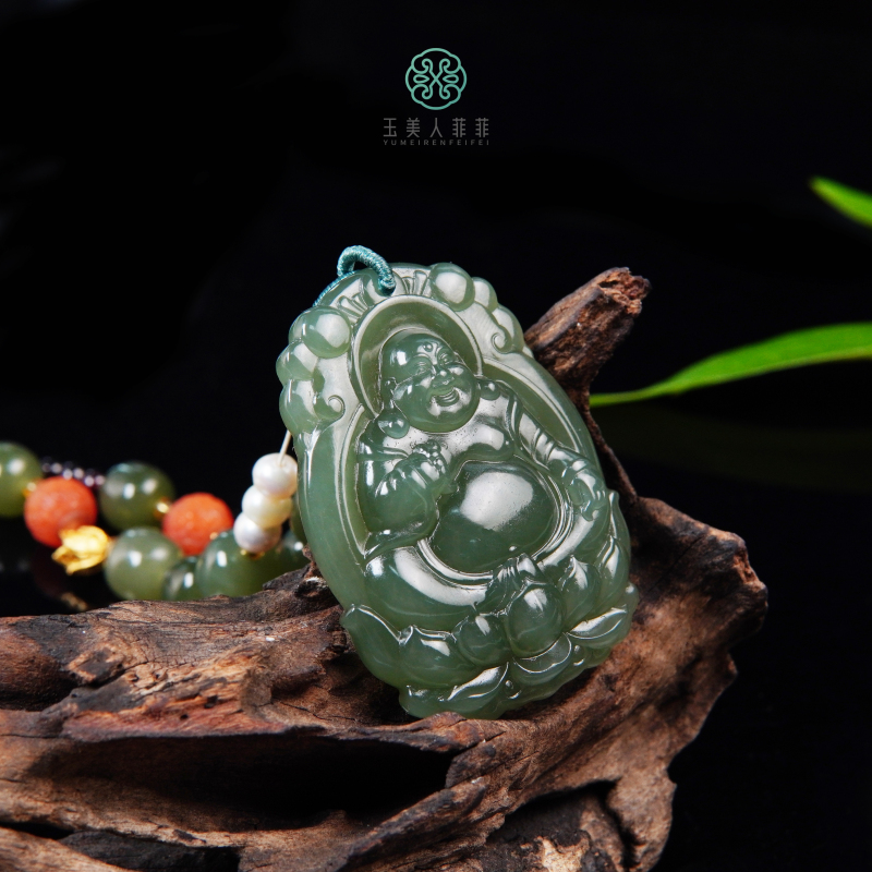 石惑珠宝%和田玉盘坐佛公吊坠约50*38mm%多样性发一