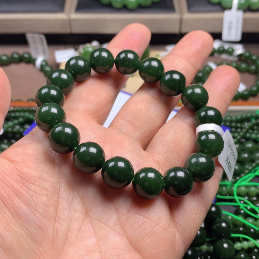 【闪购商品】和田玉（碧玉）手串未镶嵌花***?卡12