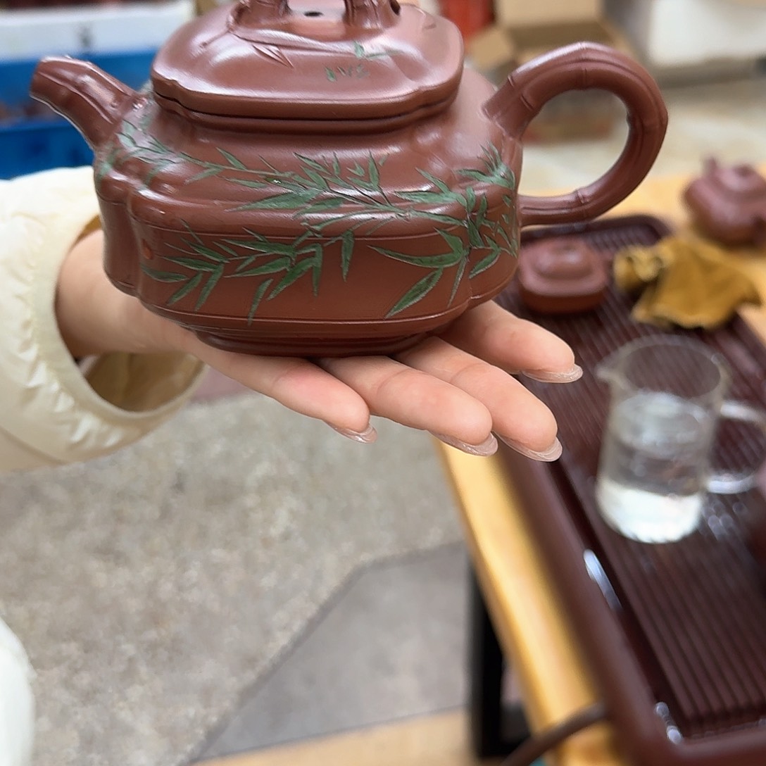 紫砂茶壶紫砂壶四方竹鼓360cc