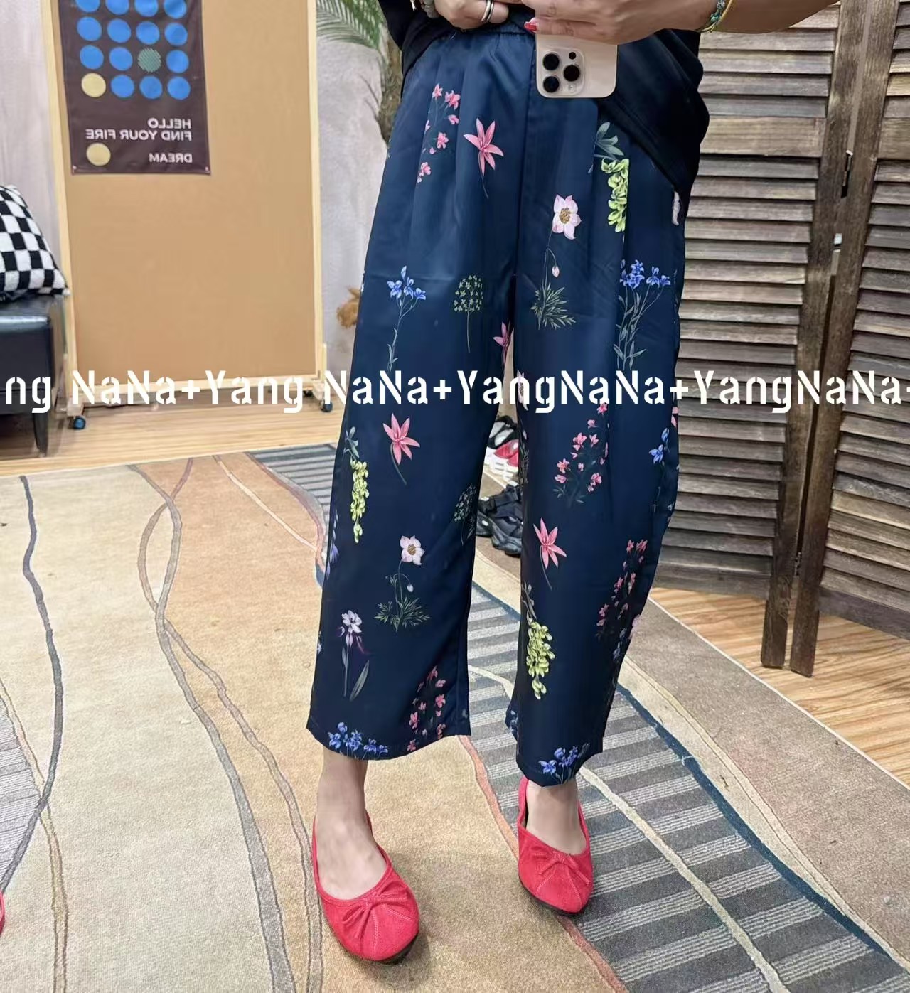 【扇扇风解锁夏日清凉穿搭】百搭大版时尚天丝棉复古小花休闲裤233