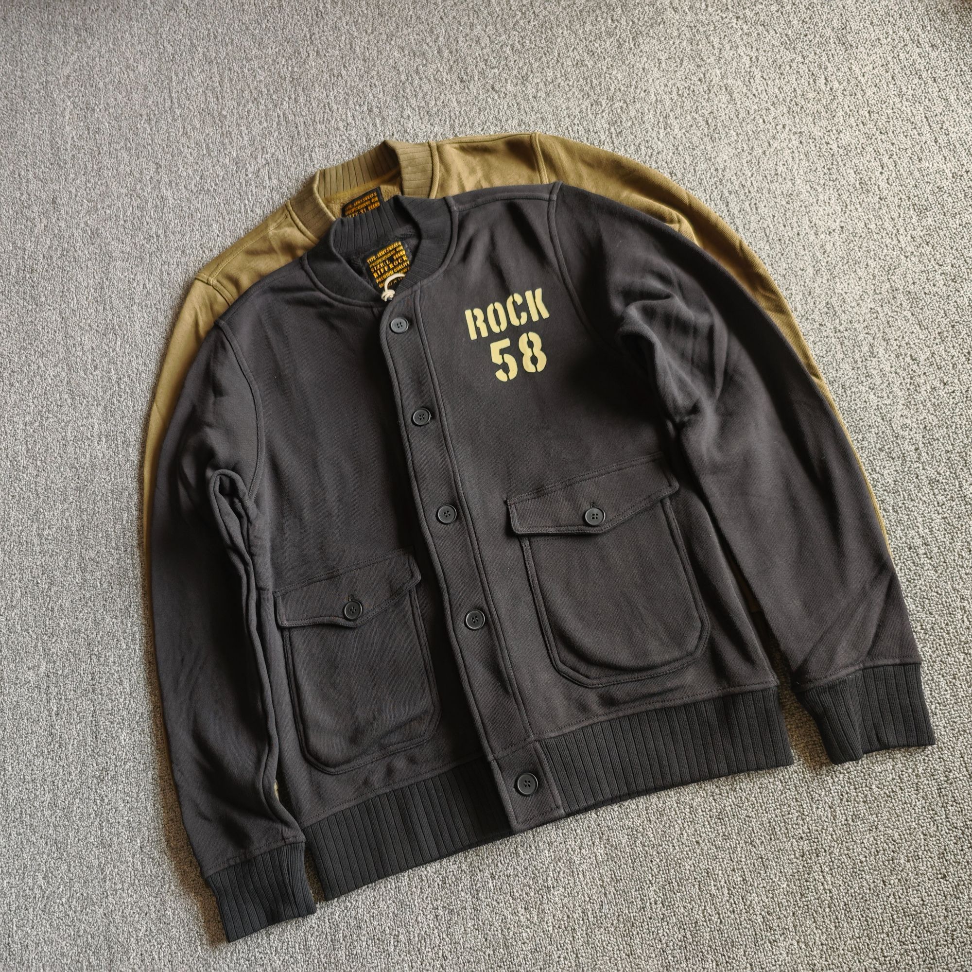 美式复古军事硬汉风棒球夹克男 针织加绒厚实多口袋潮流休闲外套