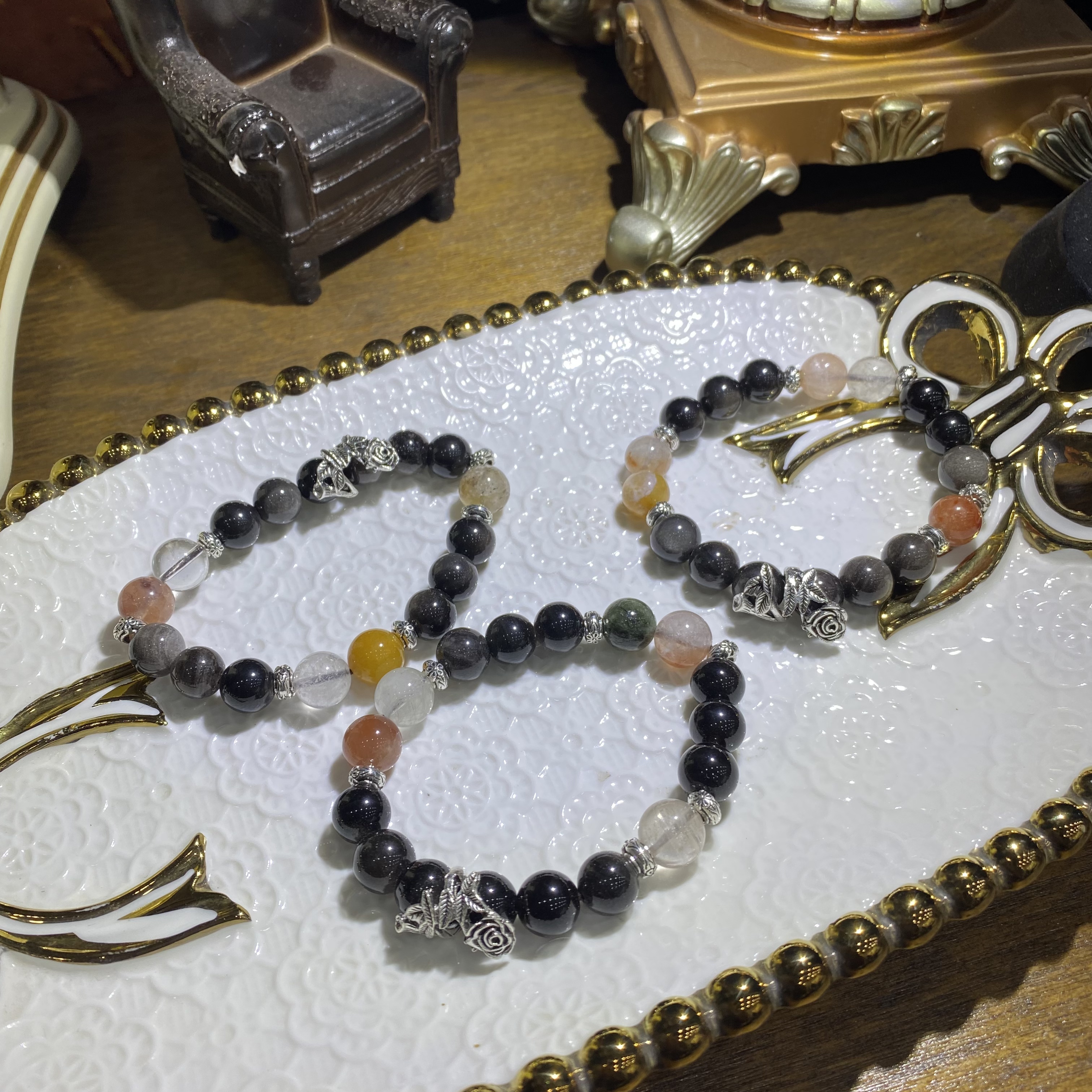 D379-天然银曜石手串设计款单圈-多样性发其一