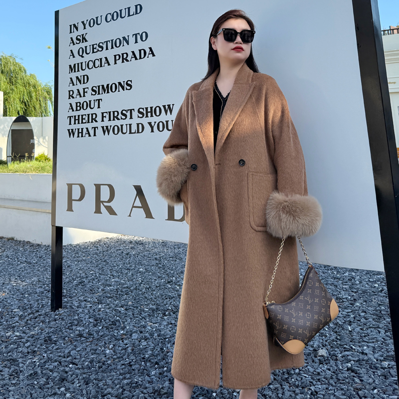 别格秀大码毛呢外套长款明星机场羊毛大衣微胖女装时尚冬显瘦气质