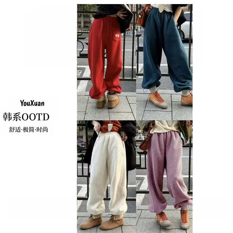 YOUXUAN-[保暖舒适]2025冬季加绒保暖时尚纯色百搭休闲裤HT-2715