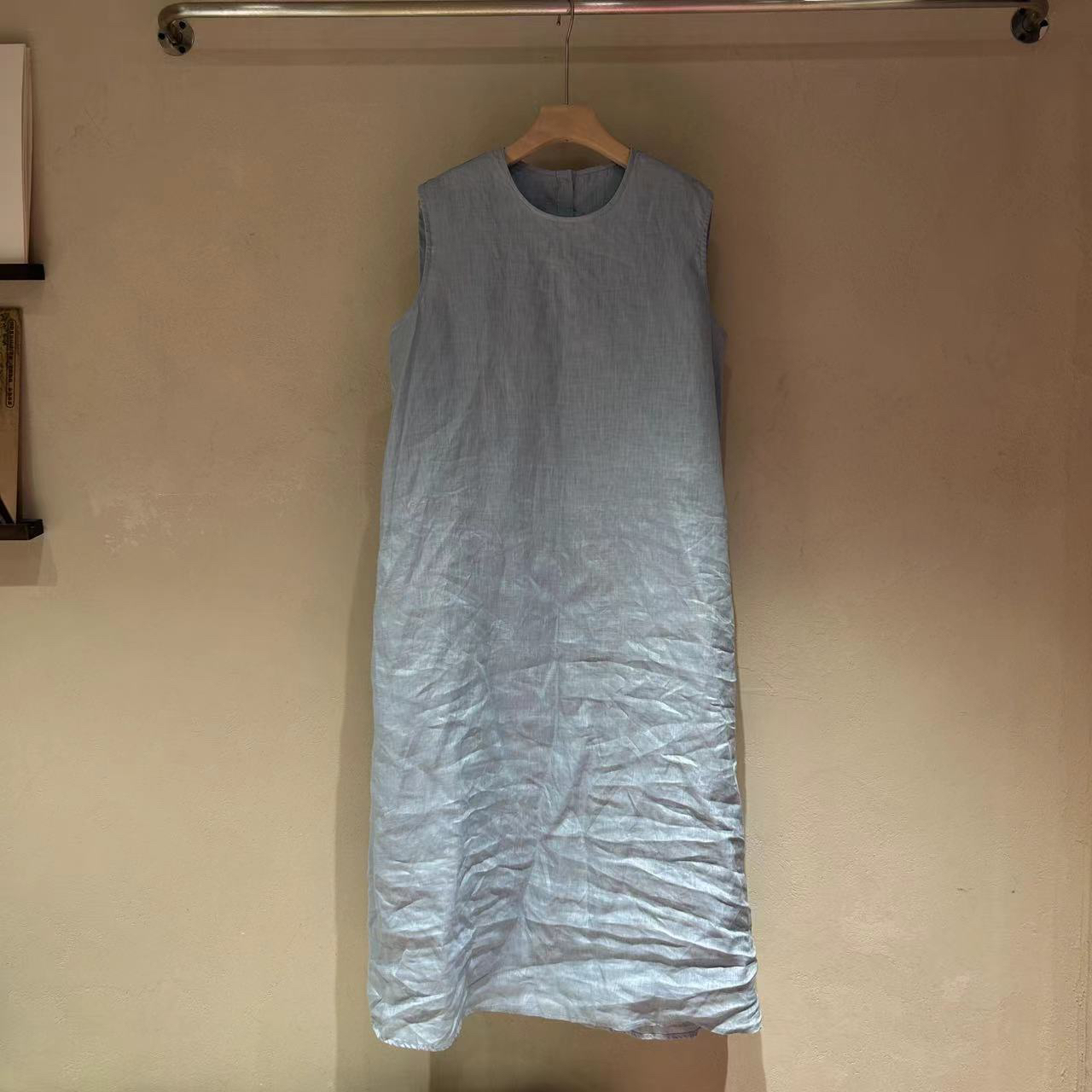 夏季薄款气质法式复古纯亚麻无袖连衣裙女白色超好看简约百搭时尚