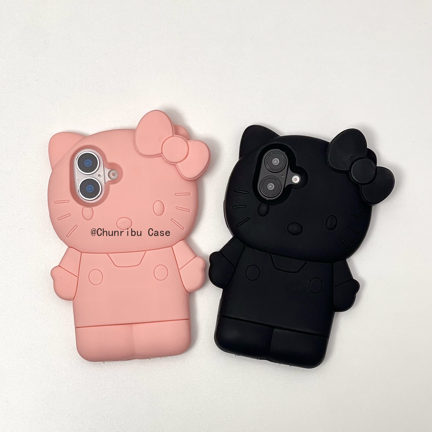 可爱卡通立体hellokitty全粉纯黑ins适用苹果16手机壳15/14/13/12