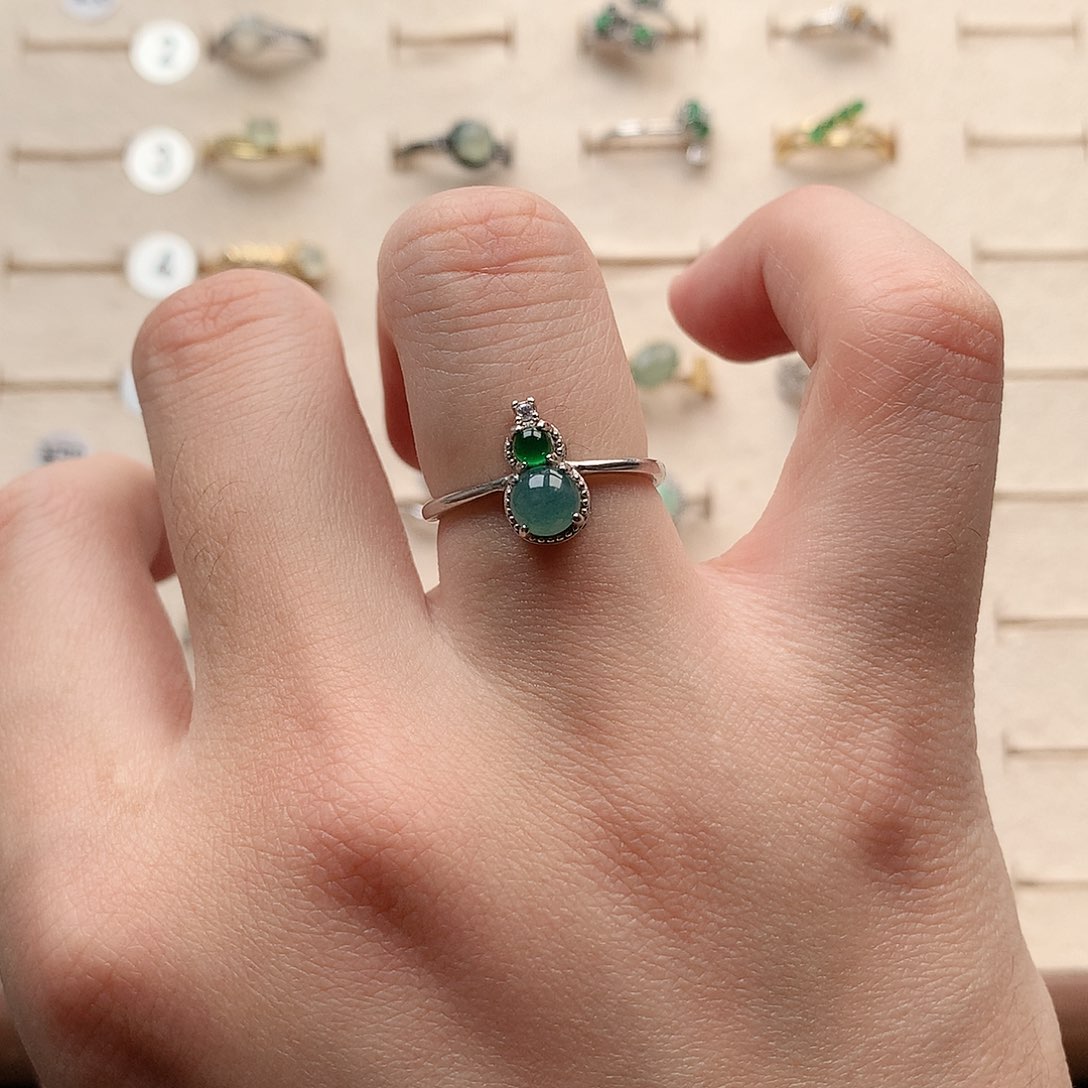 翡翠戒指银S925镶嵌0146