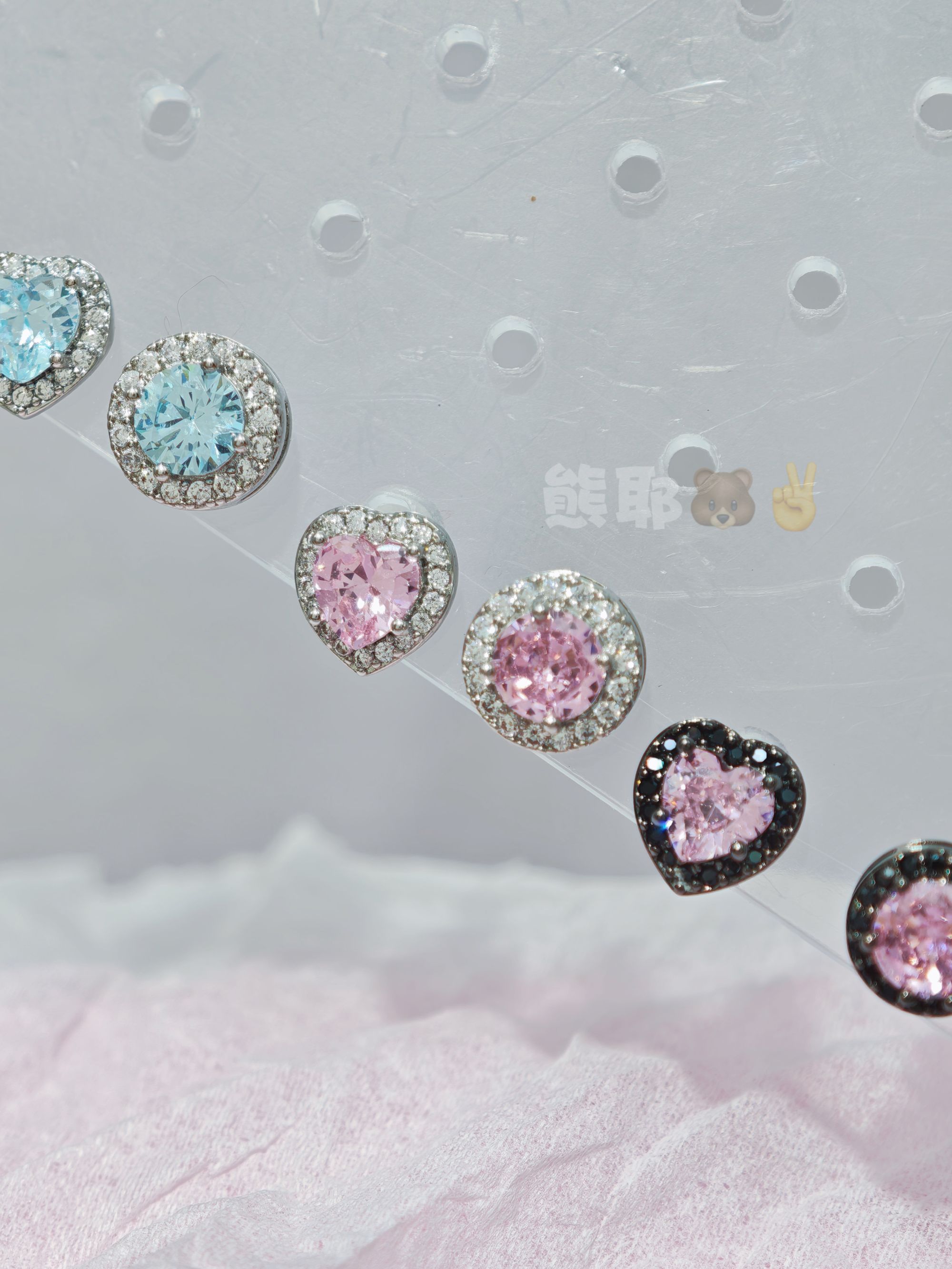 钛钢耳饰 小爱心圆锆耳钉 小众耳钉钛钢耳钉爆闪耳钉耳骨钉耳锅钉