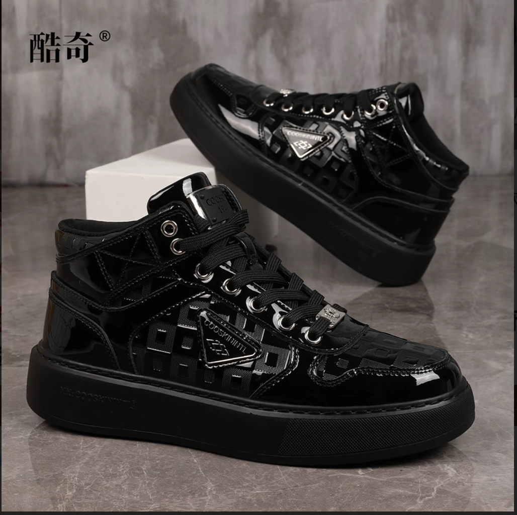 GUCL男鞋官方正品2025早秋新款高帮轻奢时尚男士休闲板鞋KQ6739