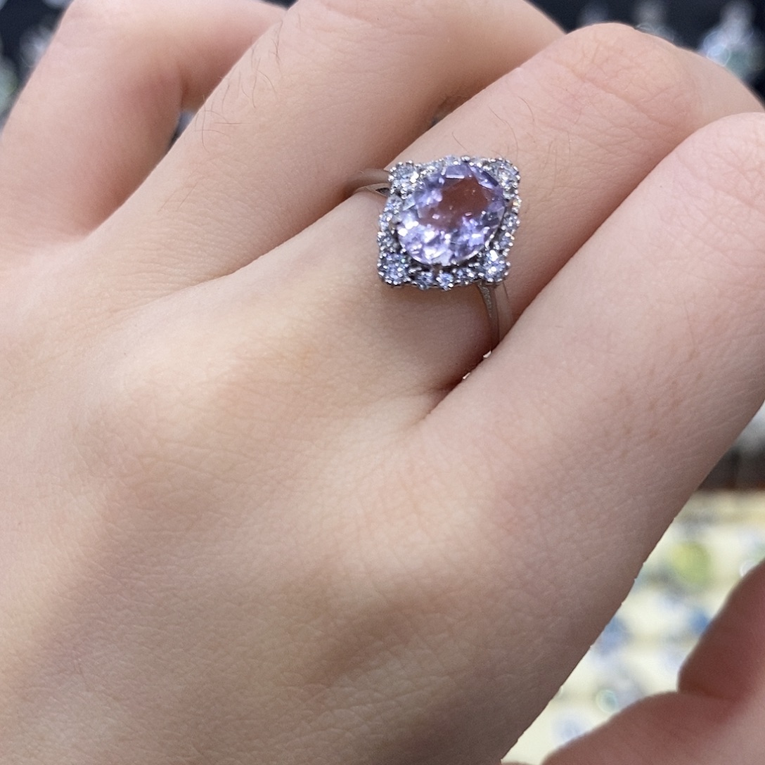 紫晶戒指银S925镶嵌