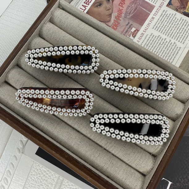 音杳F-1264新款 珍珠弹簧夹刘海边夹