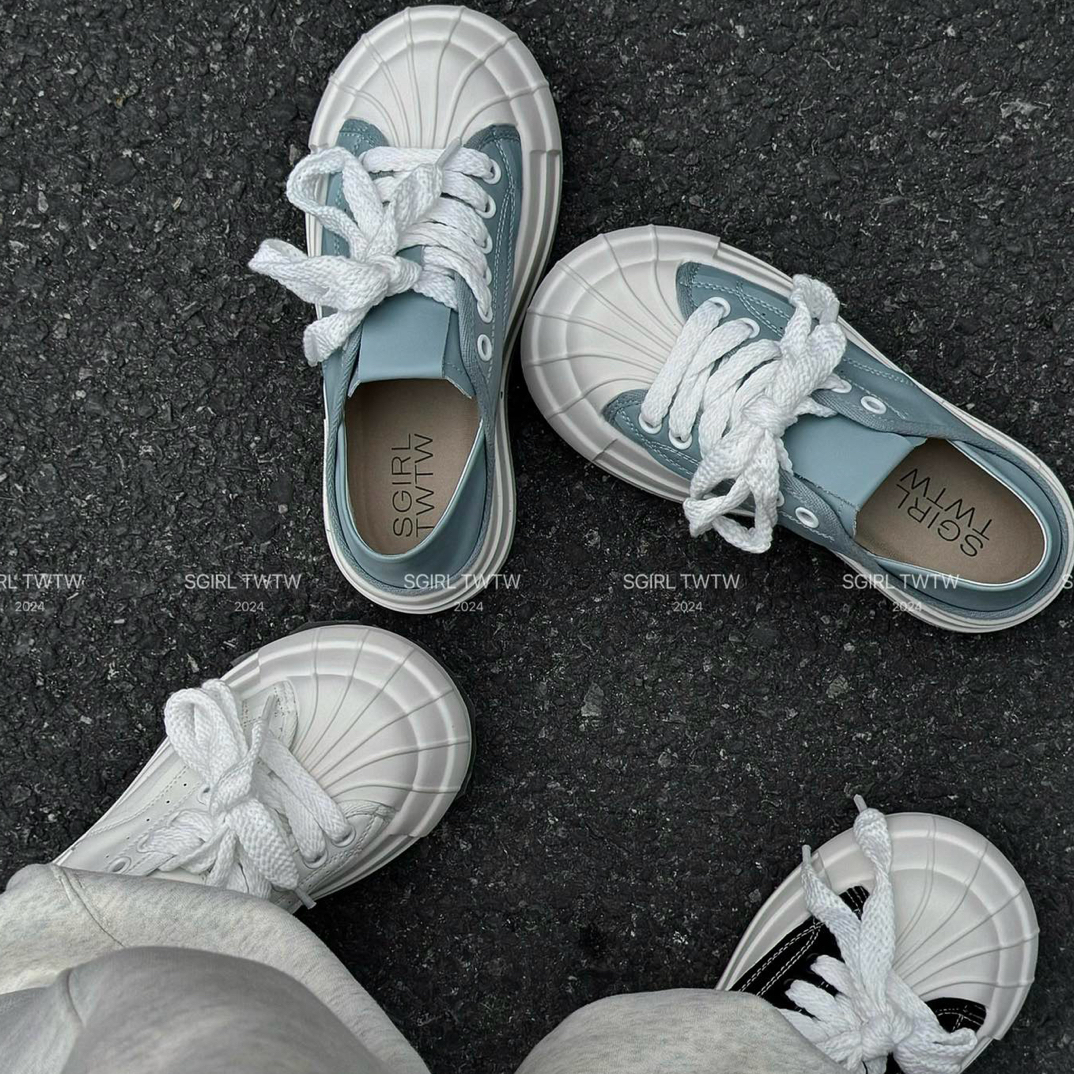 VEEFSHOW 690-1 复古休闲运动鞋女2025春厚底百搭贝壳头小白鞋