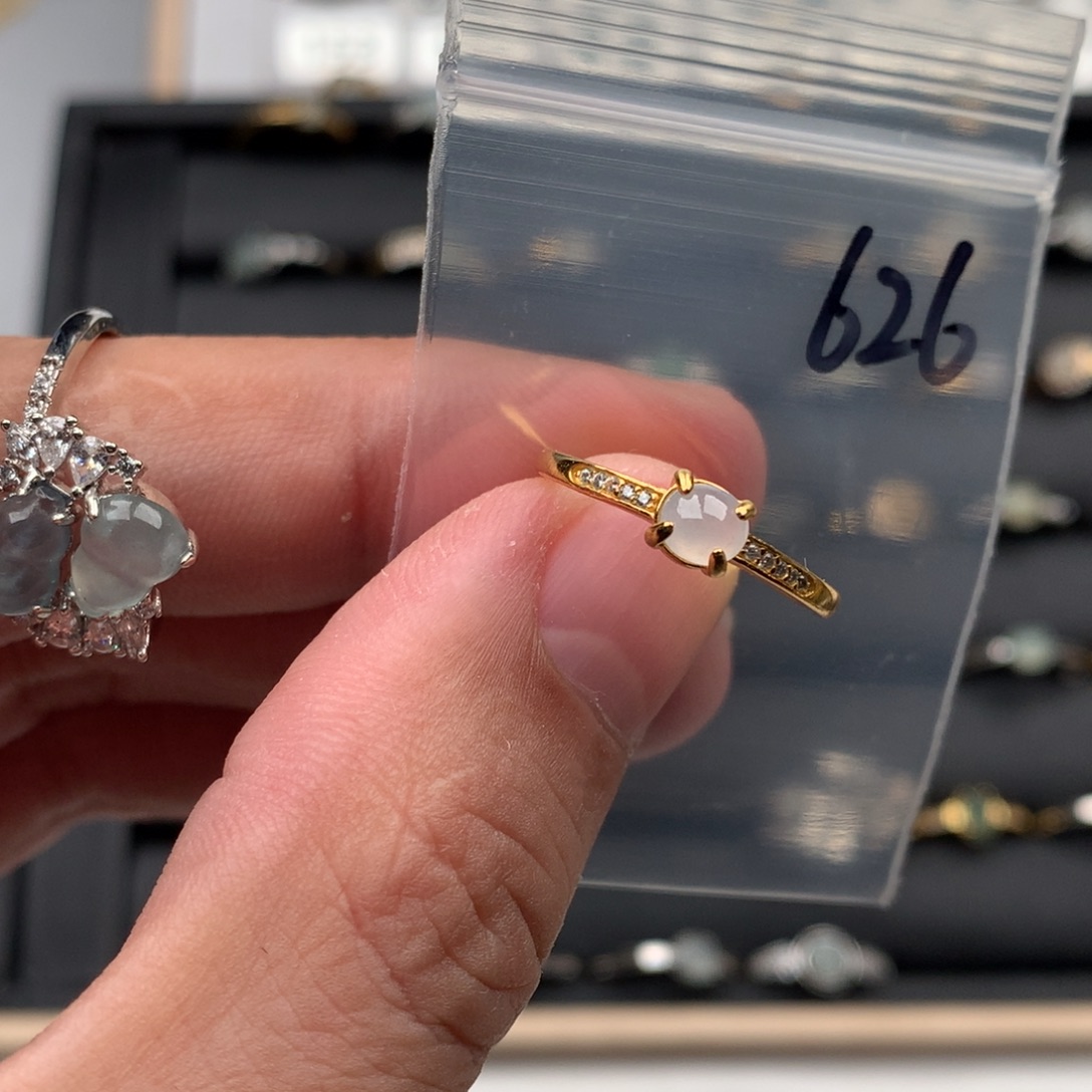 翡翠银S925镶嵌戒指626