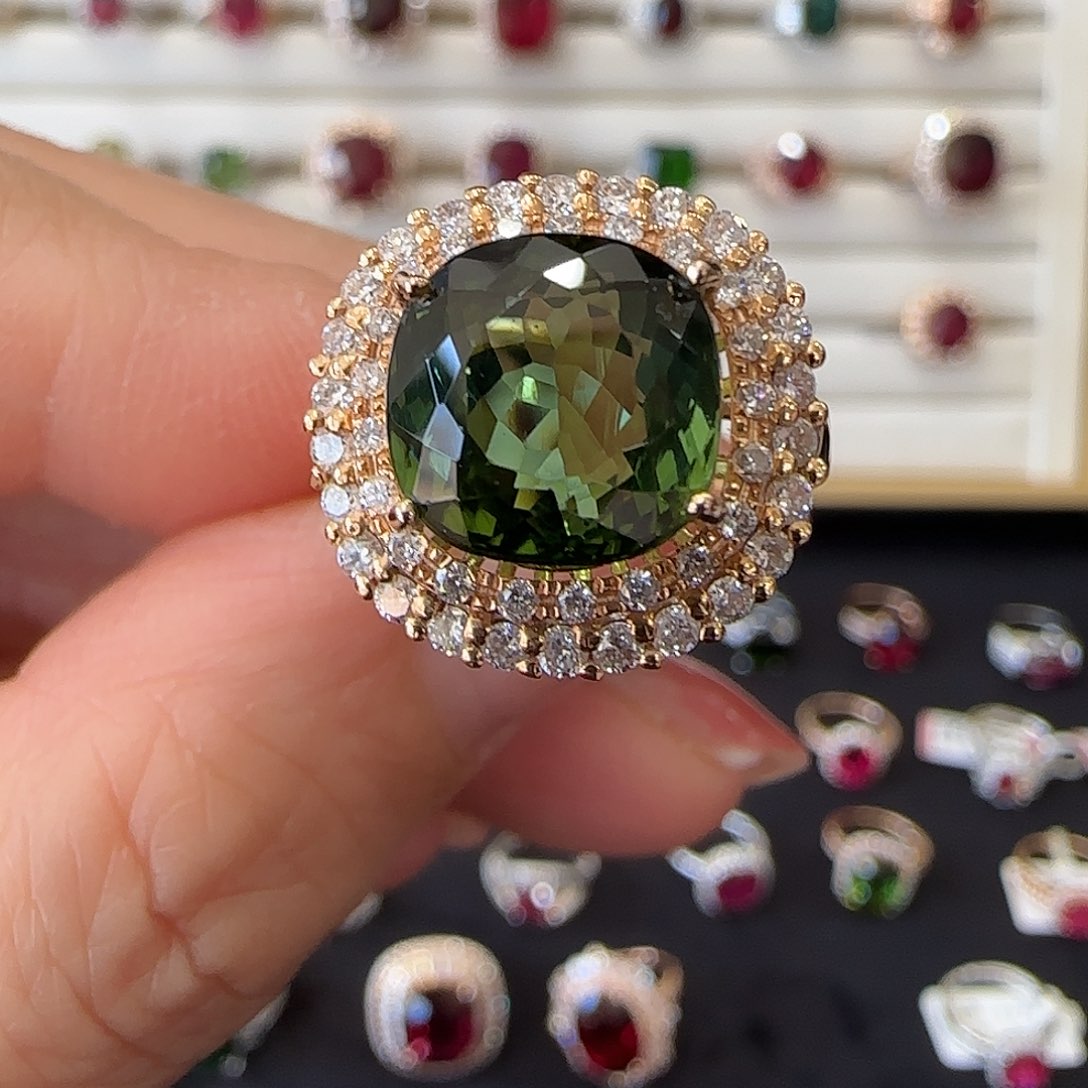 碧玺戒指18K金镶嵌6.3ct