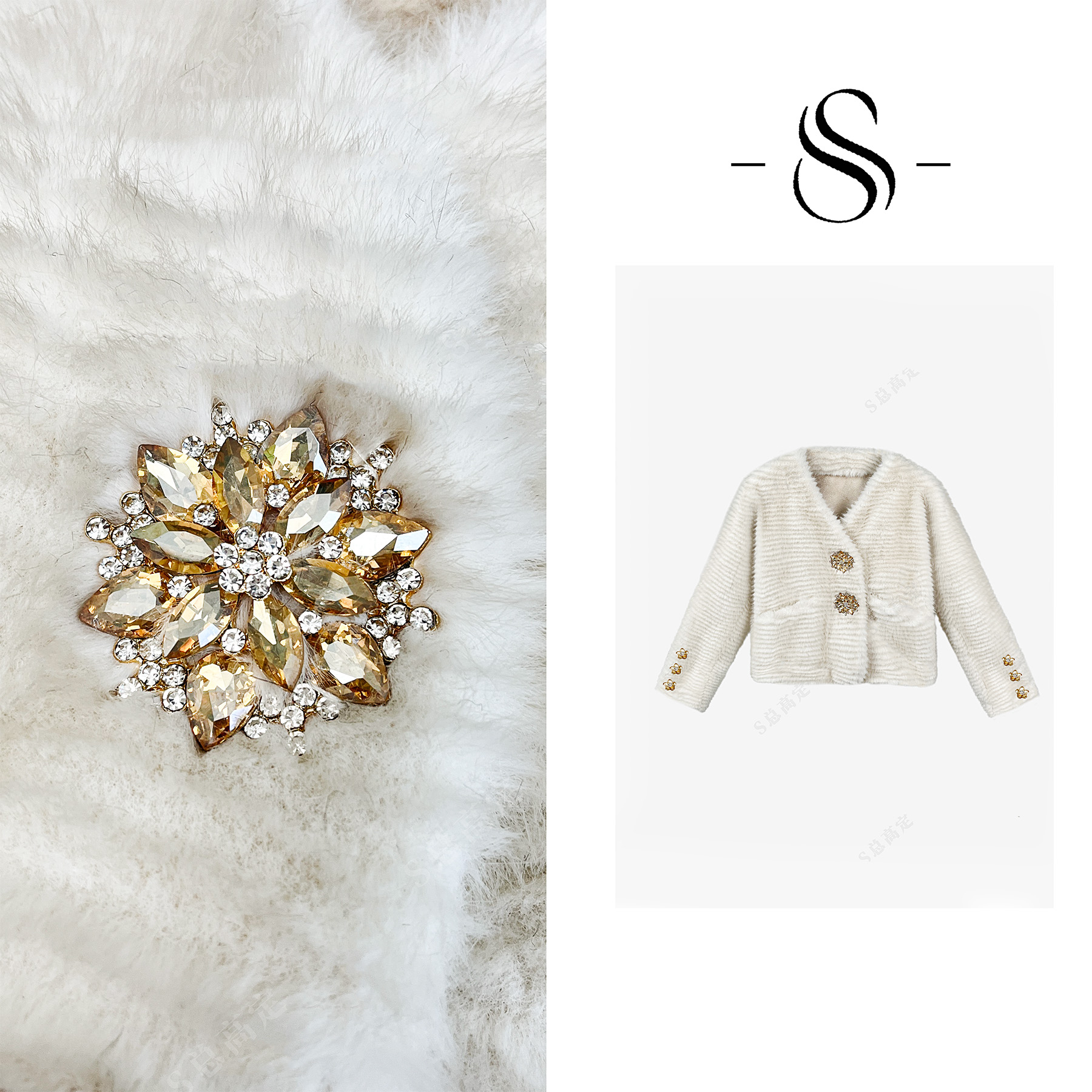 【妮妮】冬季意式静奢风短款INS风短外套编织女士女装气质D0330