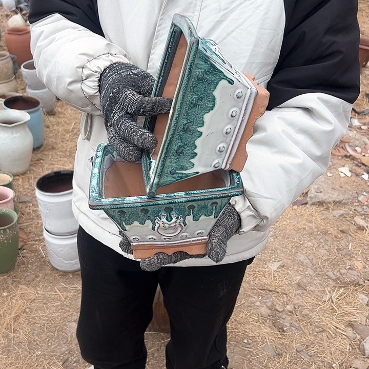 紫砂花盆高度14口19       